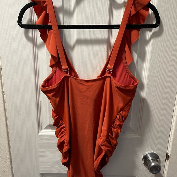 Ruffled Orange Swimsuit - Picture 2 of 5